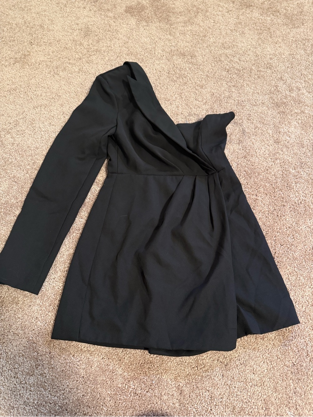 One-Shoulder Black Asymmetric Dress